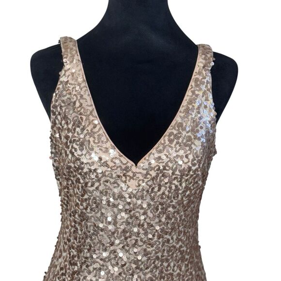 Guess 6 Eloise Rose Gold sequined dress size 6 drop waist full skirt party hoco - Picture 3 of 8